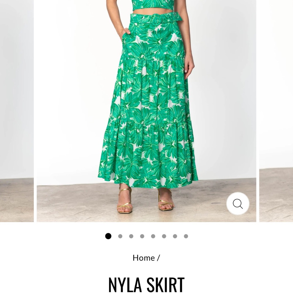 Lavender Brown Green Maxi Tiered Skirt Resort Wear